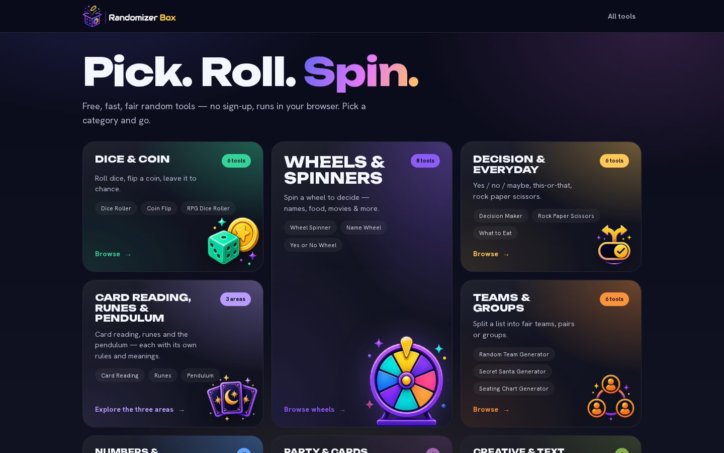Randomizer Box Homepage