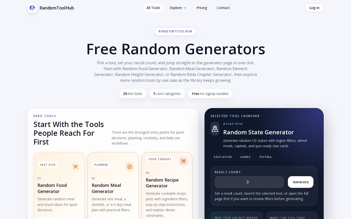 RandomToolHub Homepage