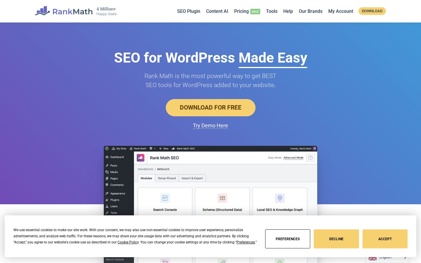 Rank Math WordPress SEO Plugin Homepage