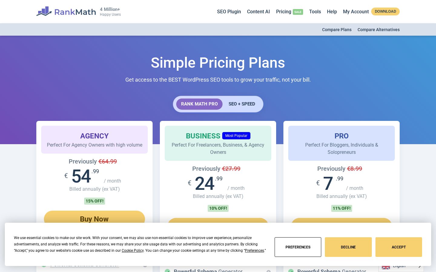 Rank Math WordPress SEO Plugin Pricing