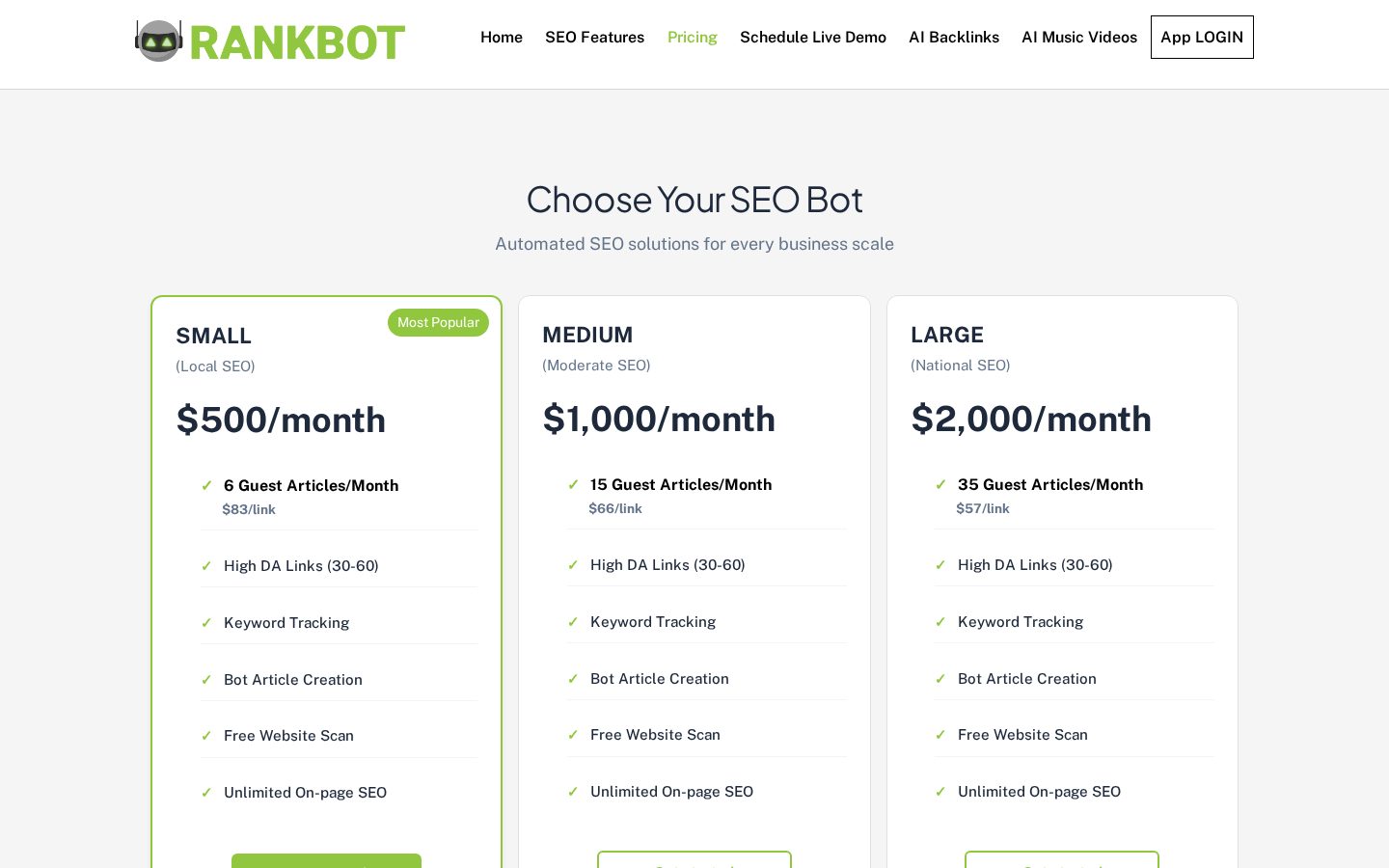 RankBot Pricing