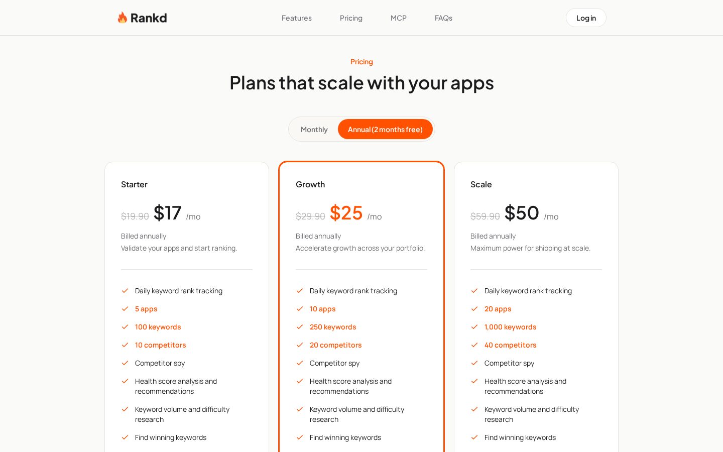Rankd ASO Pricing