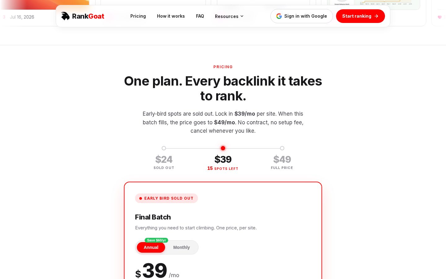 RankGoat Pricing