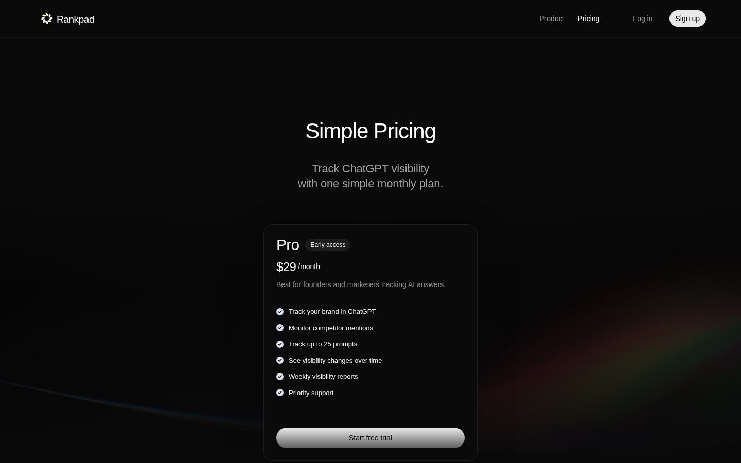 Rankpad.app Pricing