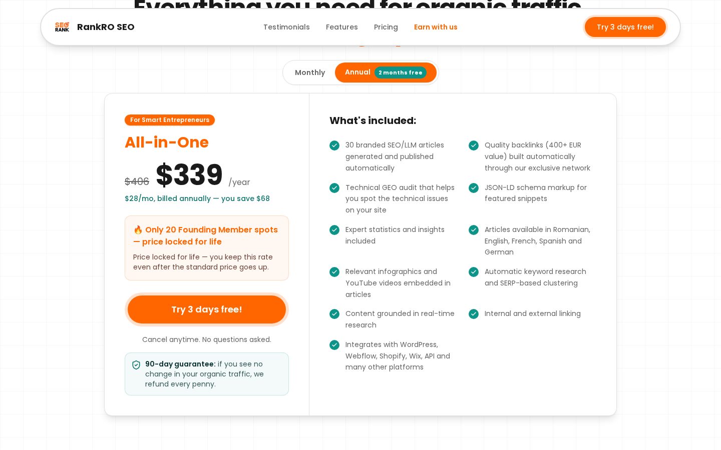 RankRO SEO Pricing