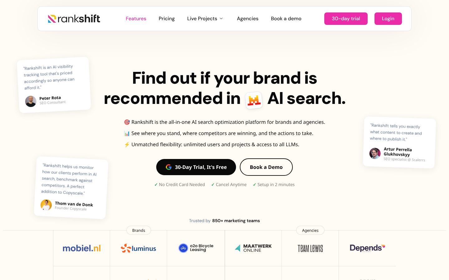 Rankshift Homepage