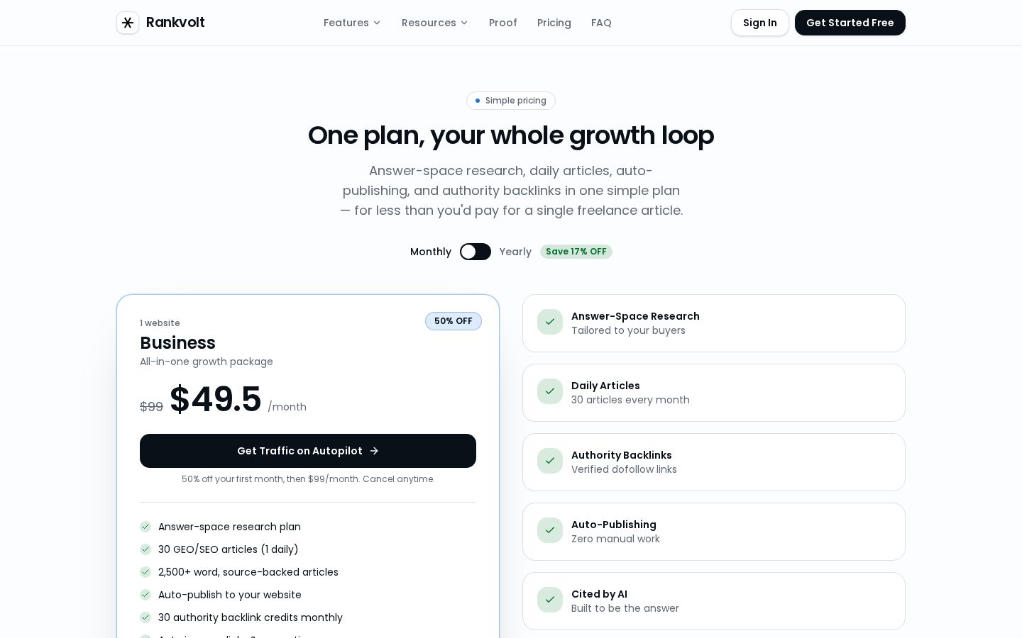 Rankvolt Pricing