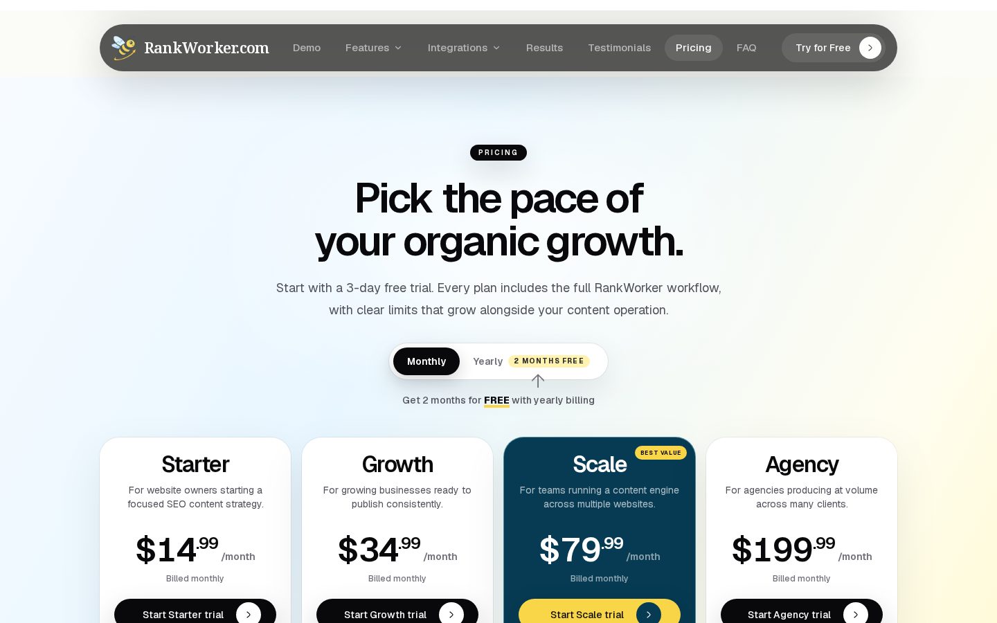 RankWorker Pricing