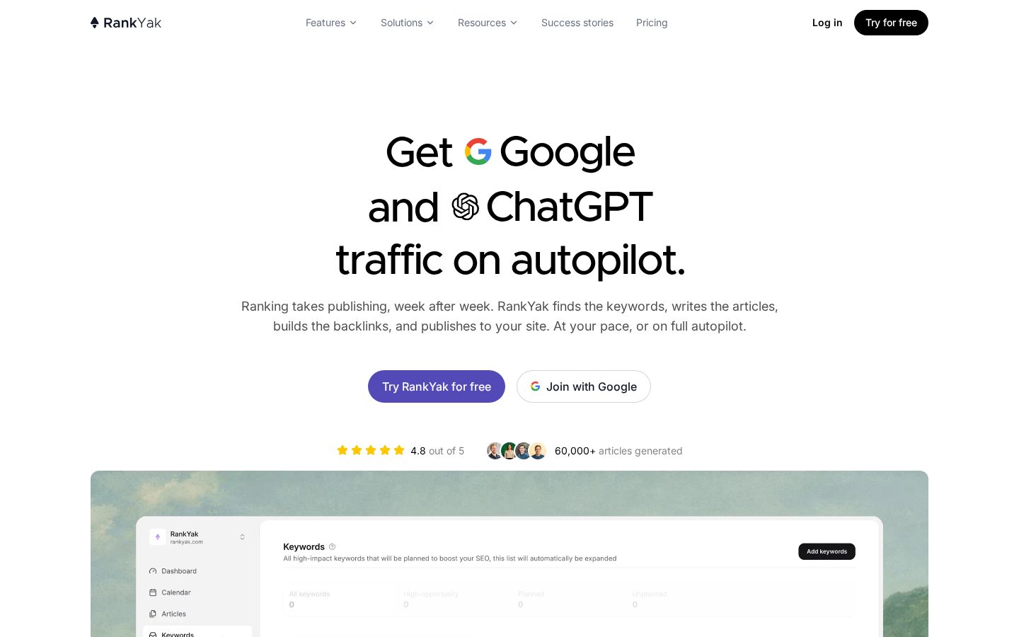 RankYak Homepage