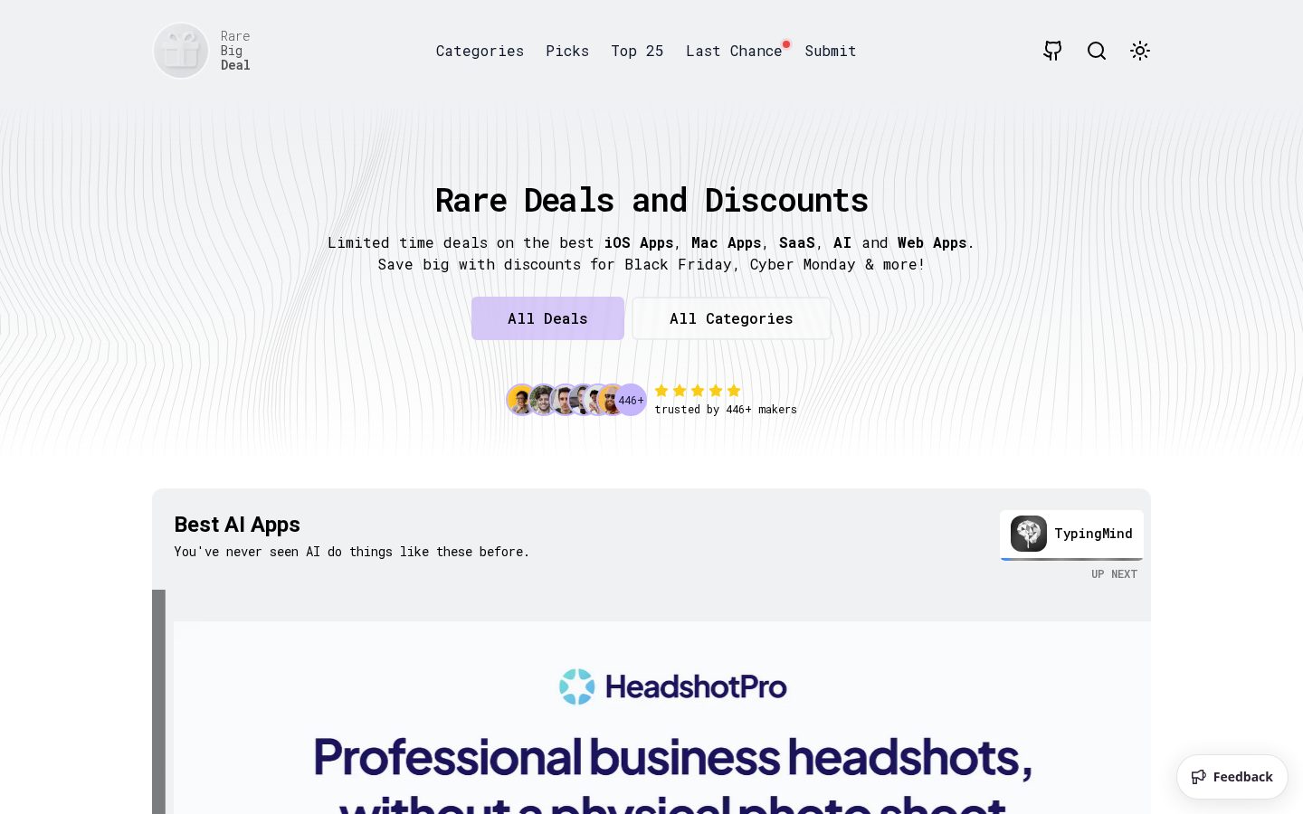 Rare Big Deal Homepage