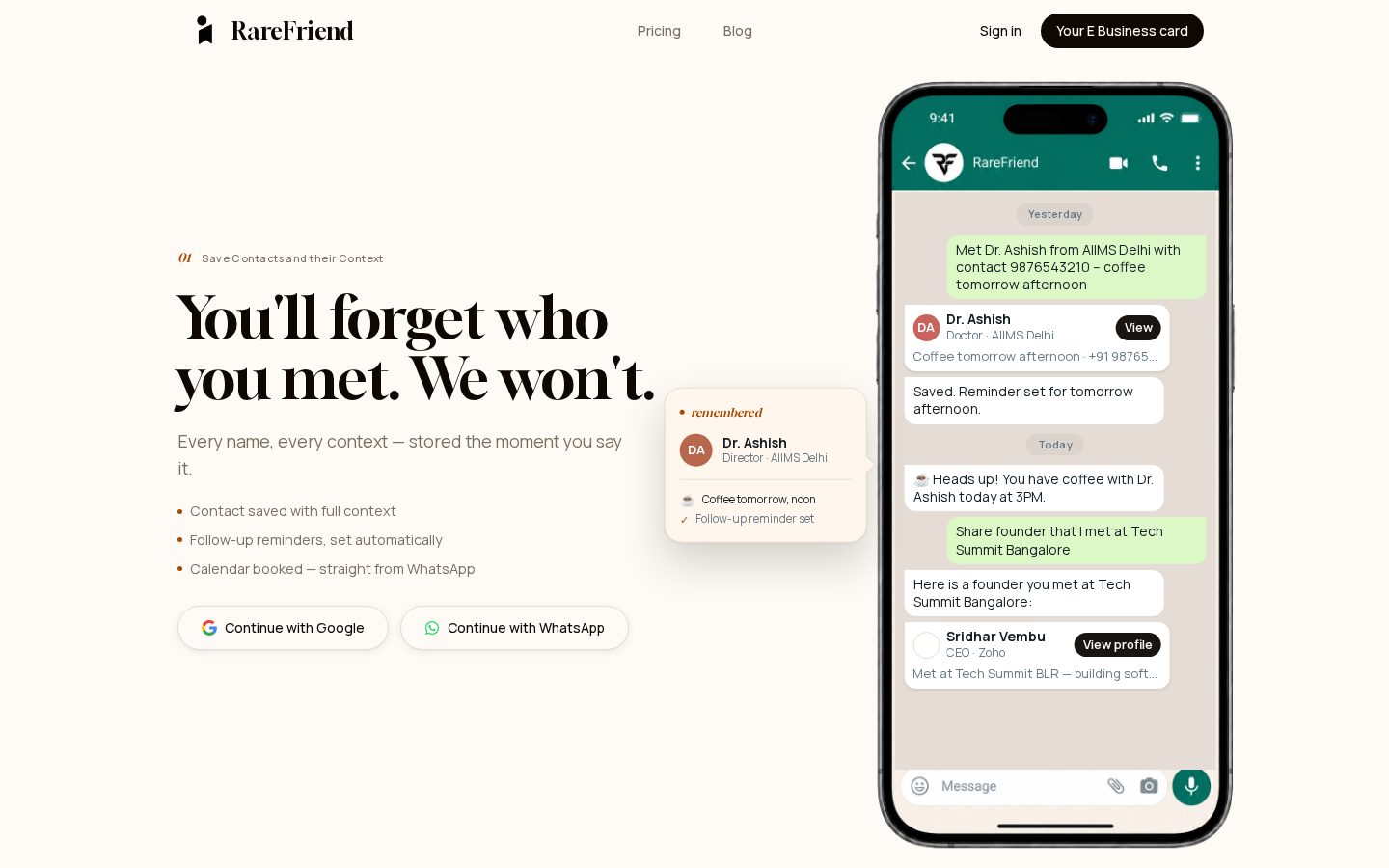 RareFriend AI Homepage