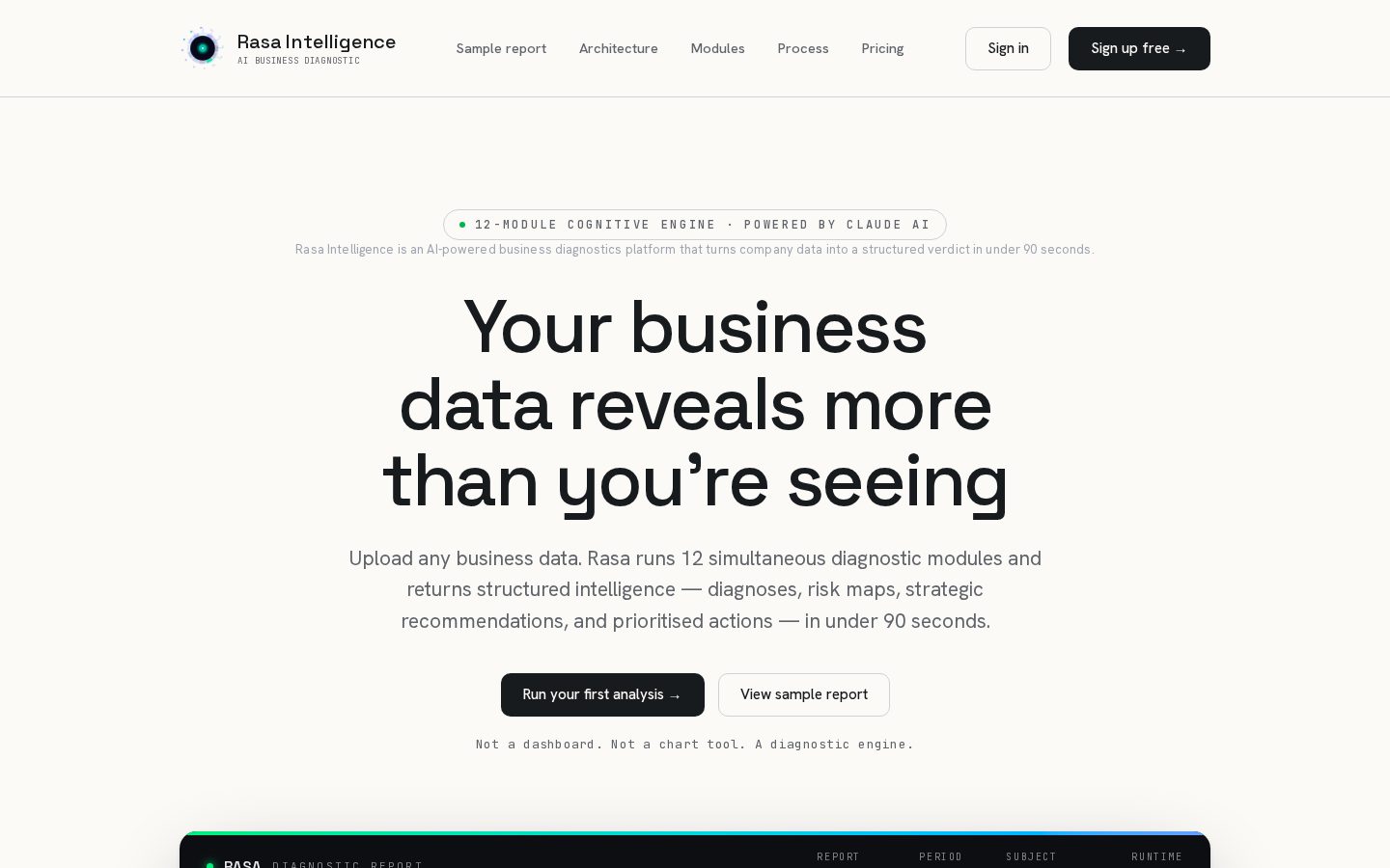 Rasa Intelligence Homepage