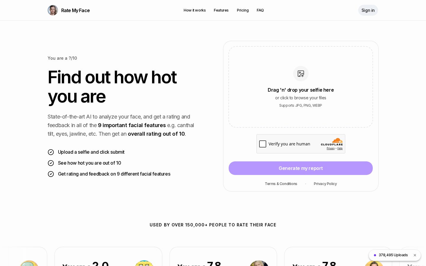 Rate My Face Homepage