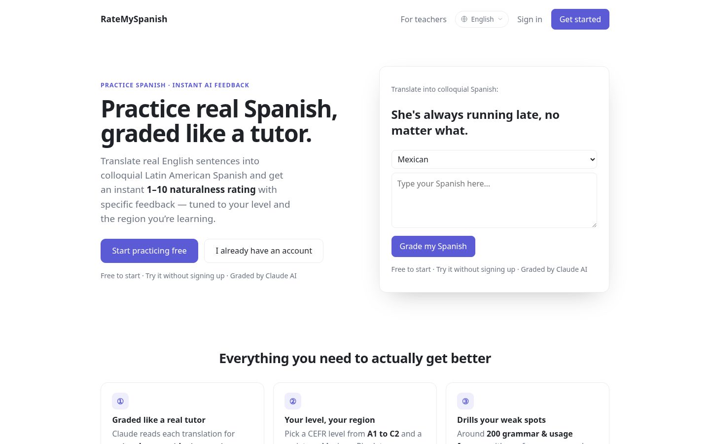 Rate My Spanish Homepage