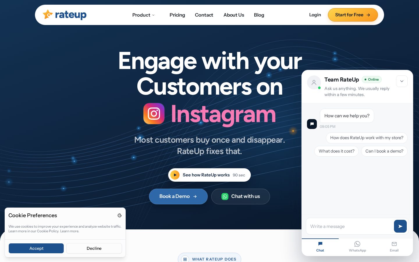 RateUp Homepage