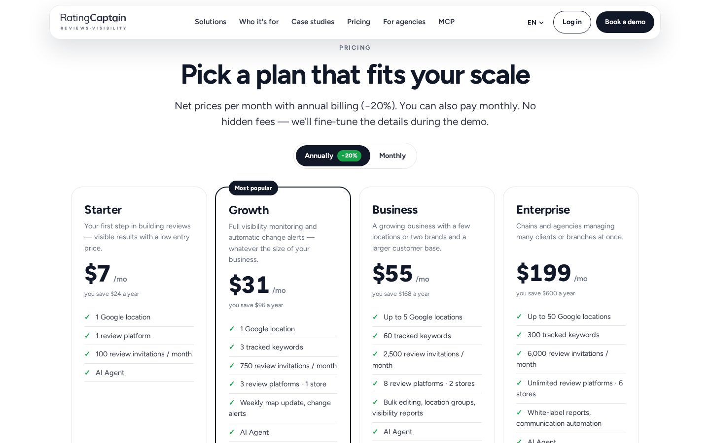 Rating Captain Local Pricing