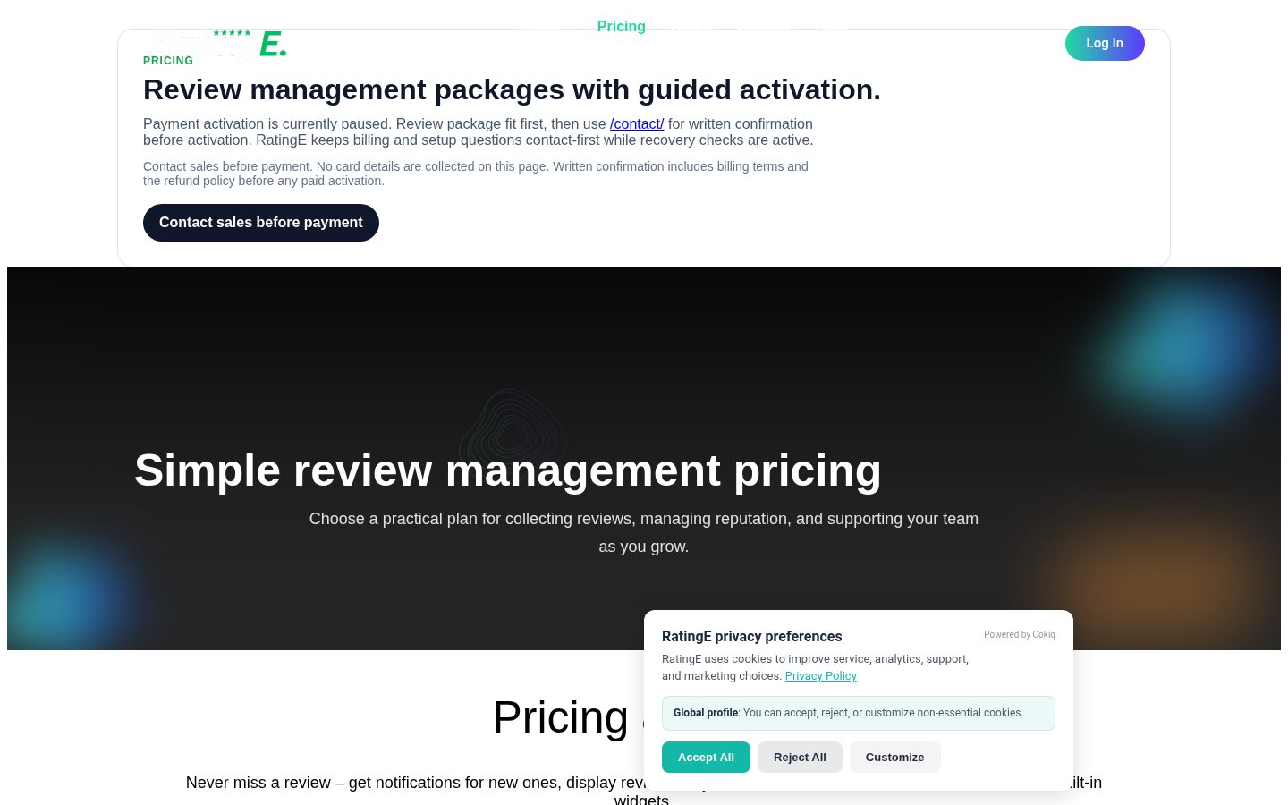 RatingE Pricing