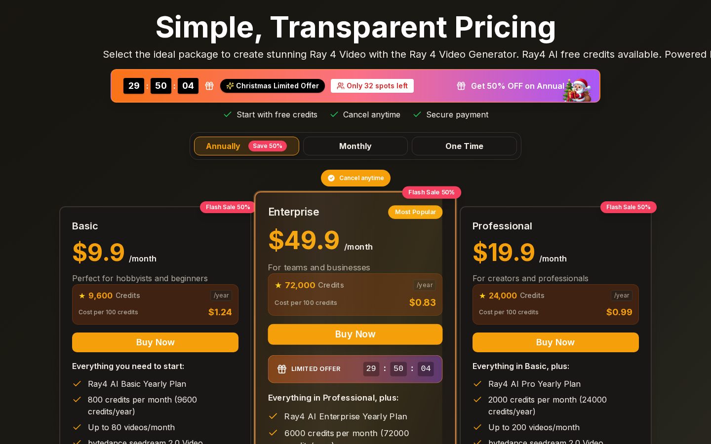 Ray 4 Video Pricing