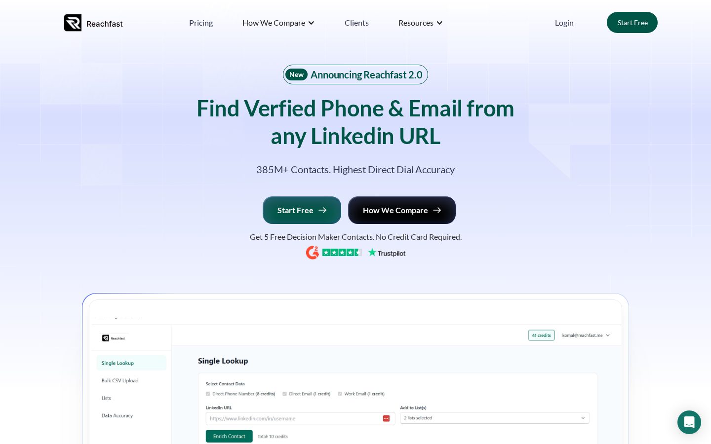 Reachfast.ai Homepage