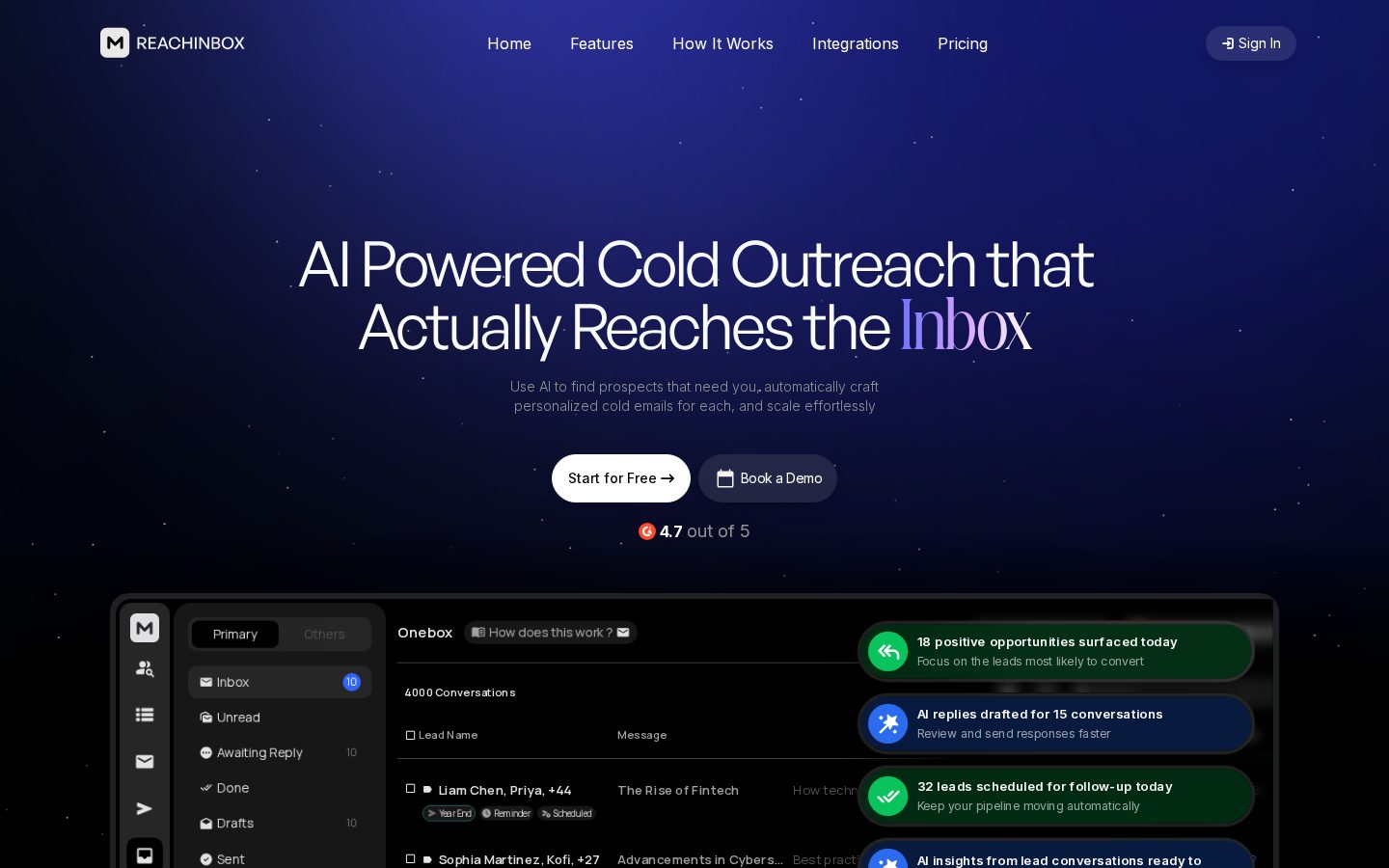 ReachInbox Homepage