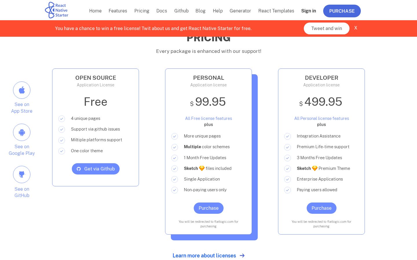 React Native Starter Pricing