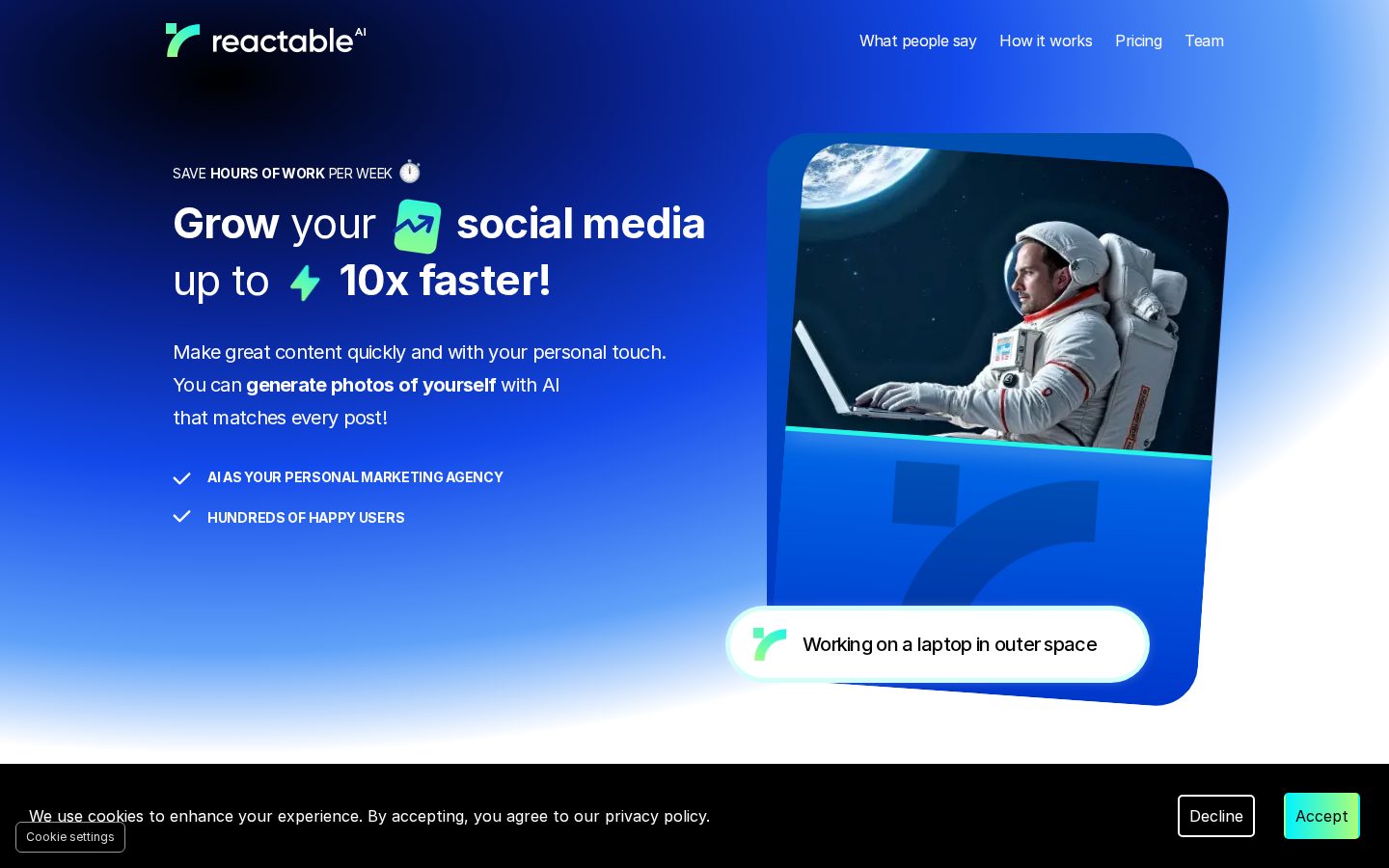 Reactable AI Homepage
