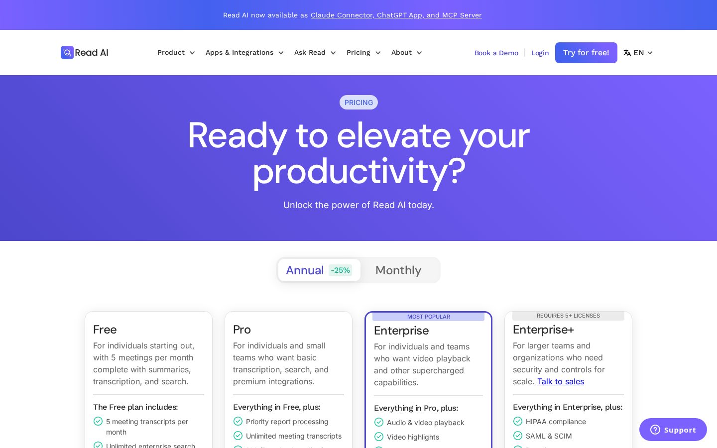 Read AI for Desktop Pricing