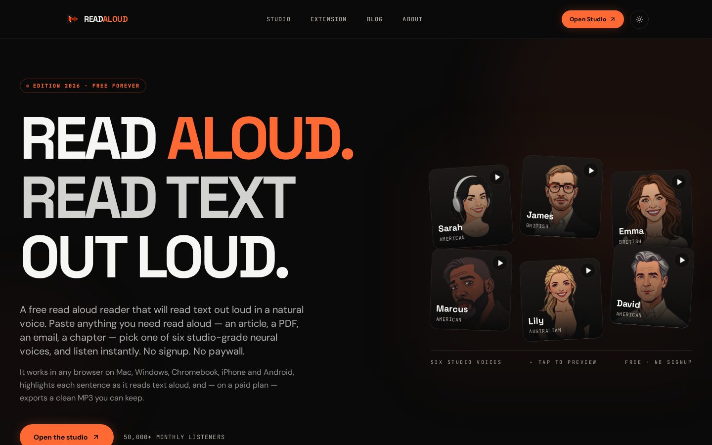 Read Aloud Reader Homepage
