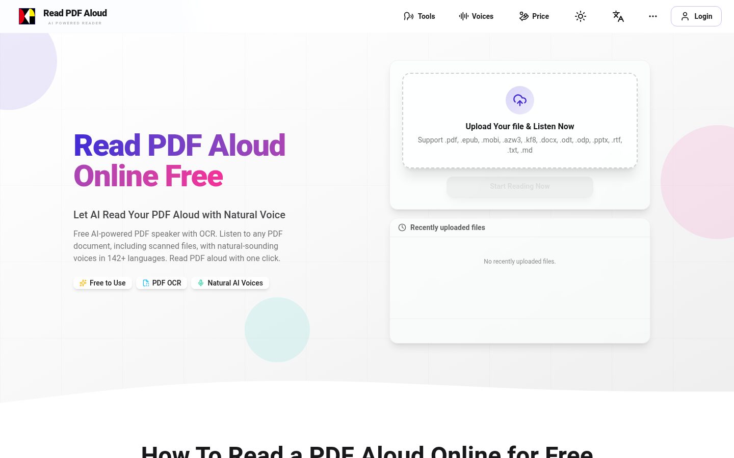 Read PDF Aloud Homepage