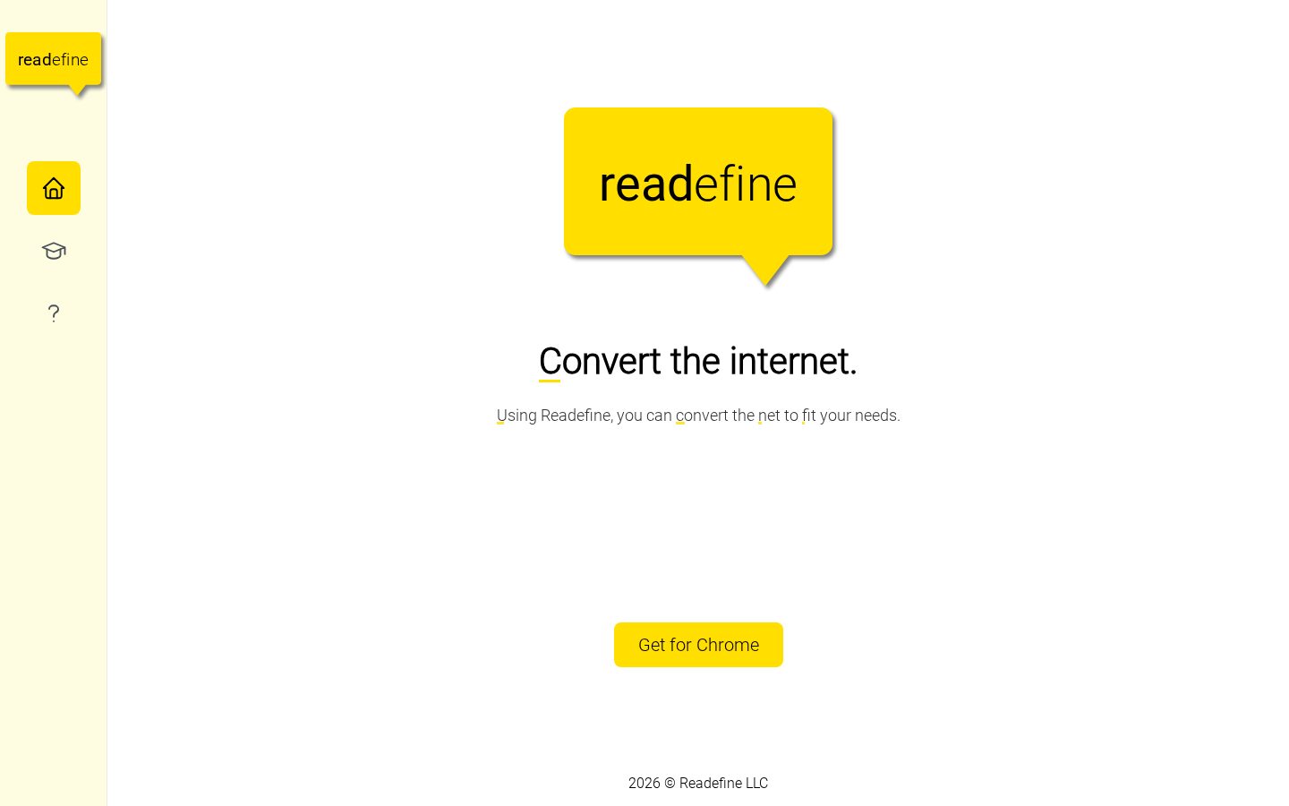 Readefine Homepage