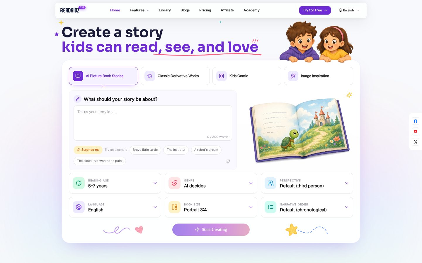 Readkidz Homepage