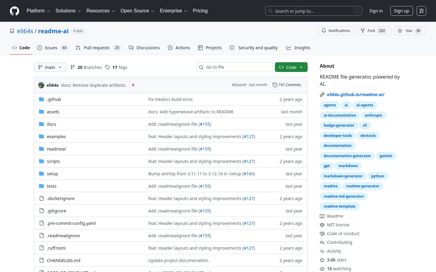 ReadMe AI Homepage
