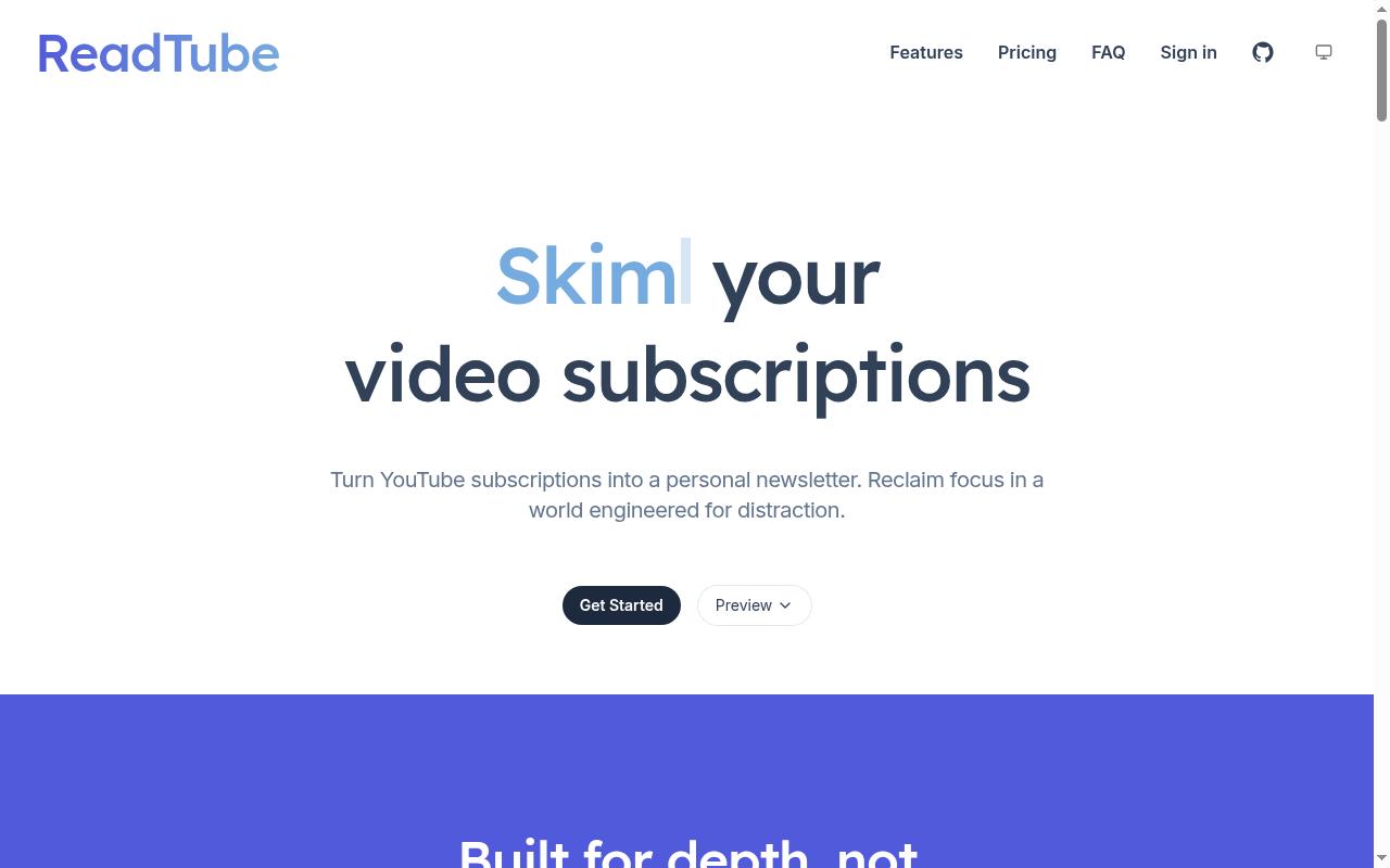 ReadTube Homepage