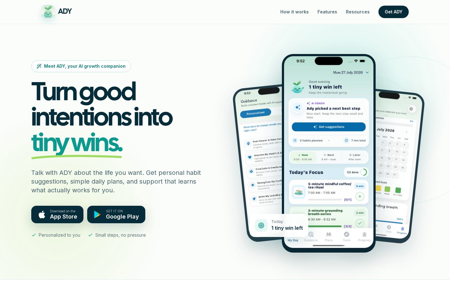 Ready AI Coach & Habit Tracker Homepage