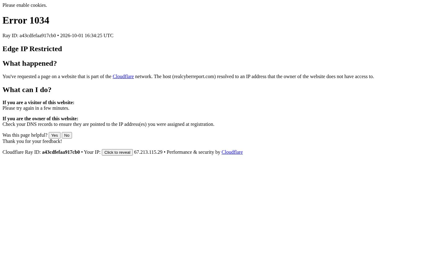 Real Cyber Report Homepage