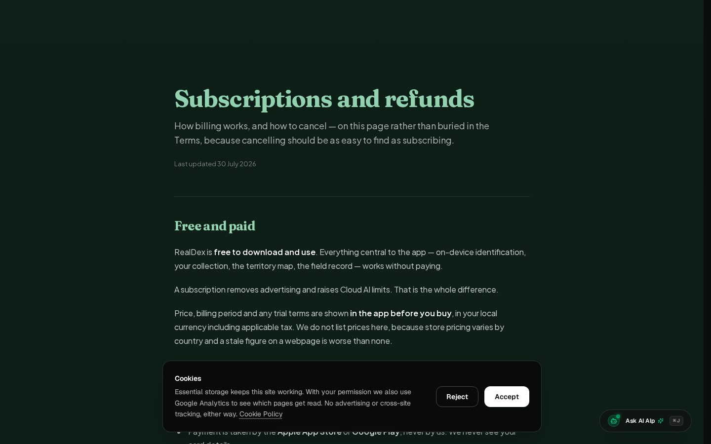 RealDex Pricing