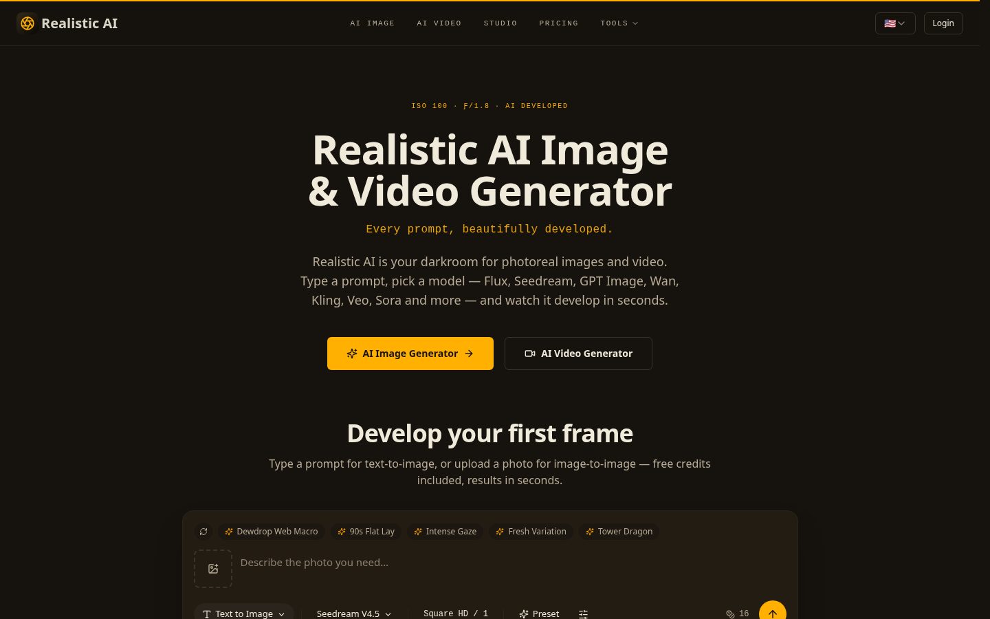 Realistic AI Homepage