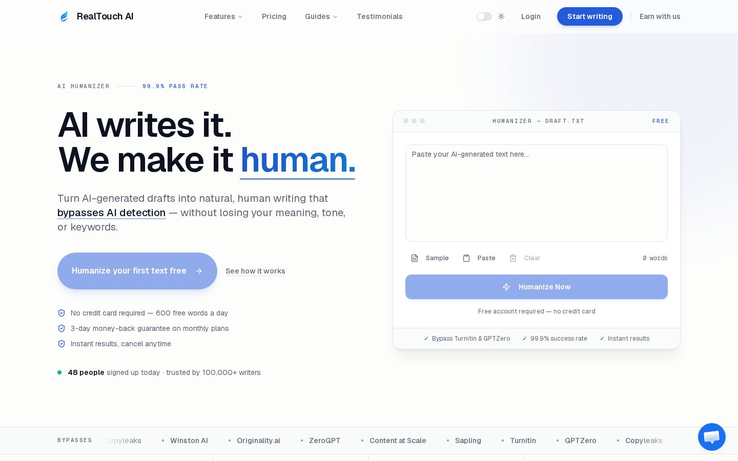RealTouch AI Homepage