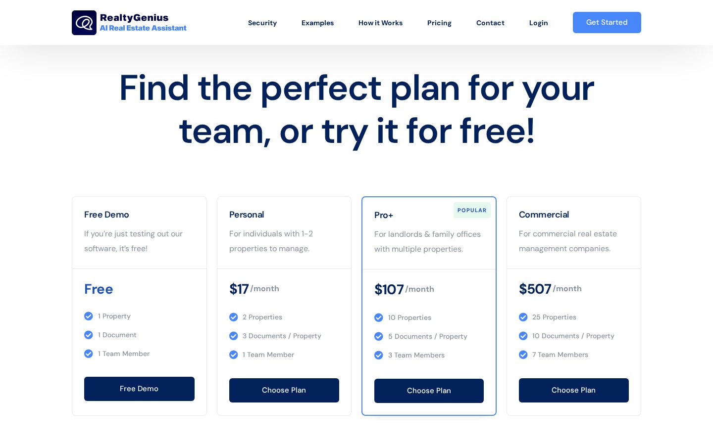 RealtyGenius.AI Pricing