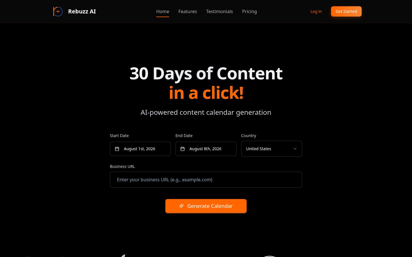 Rebuzz AI Homepage