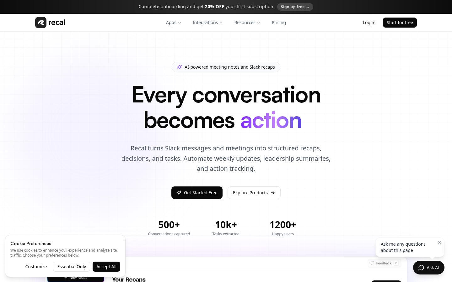 Recal Homepage