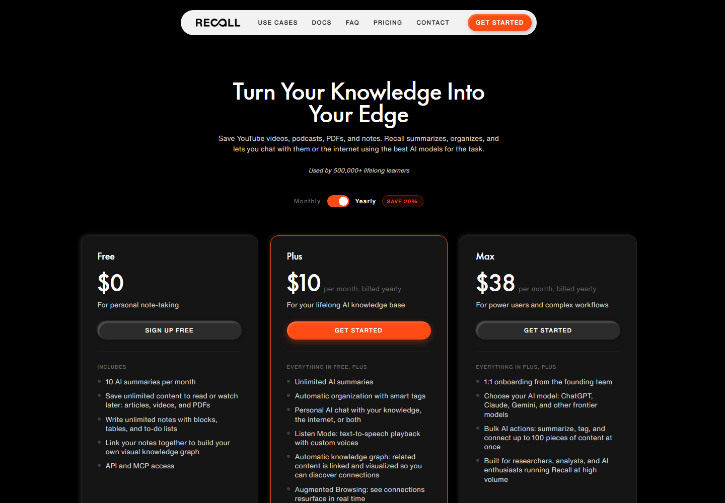 Recall pricing