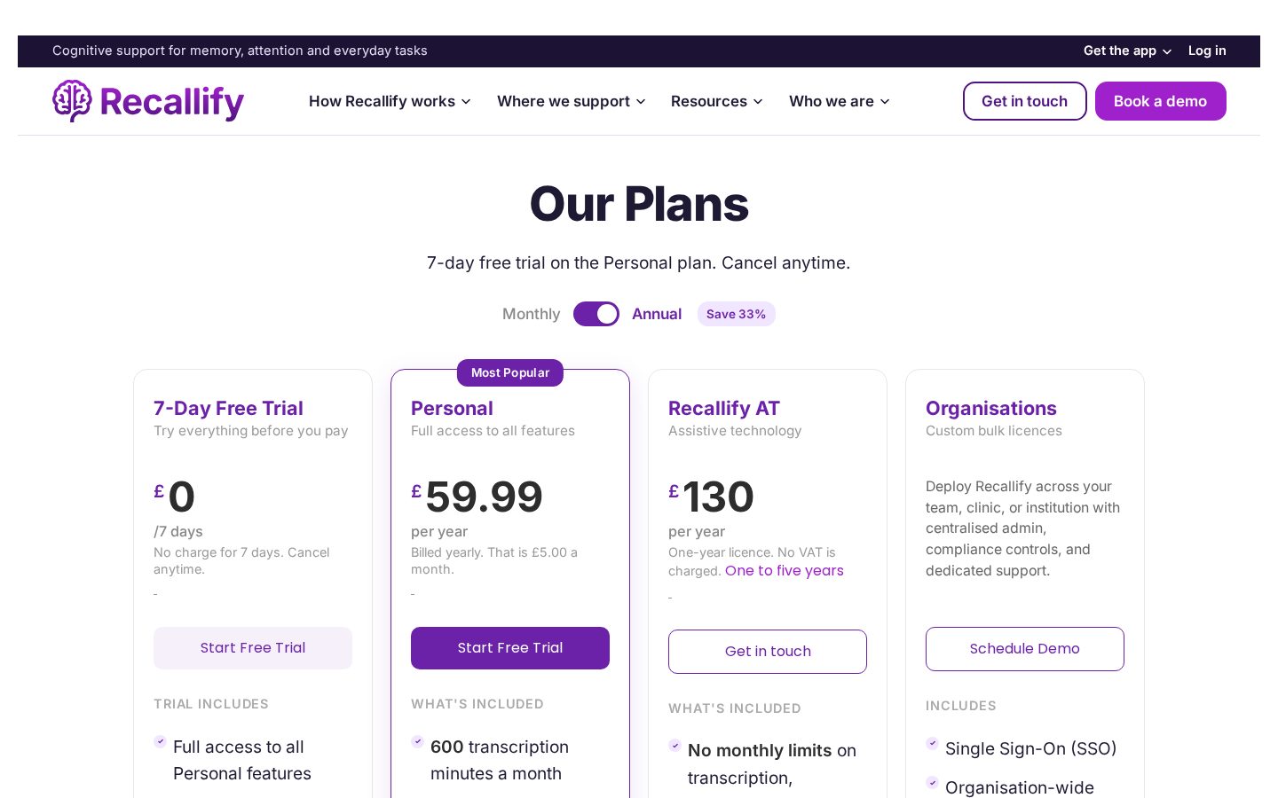 Recallify Pricing