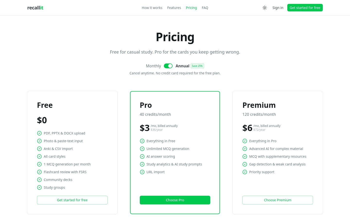 Recallit Pricing