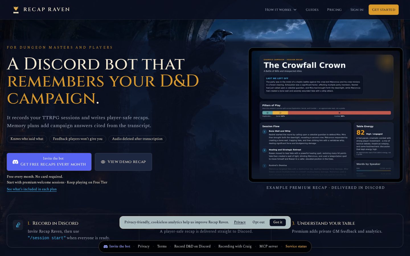 Recap Raven Homepage