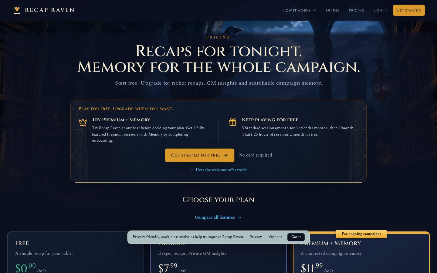 Recap Raven Pricing