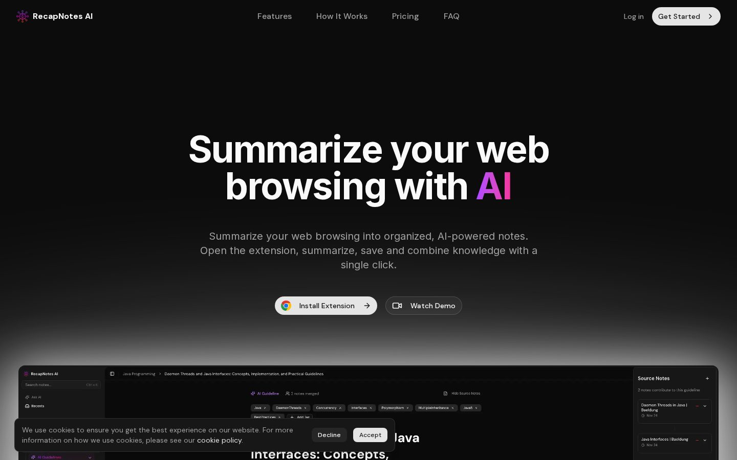 RecapNotes AI Homepage