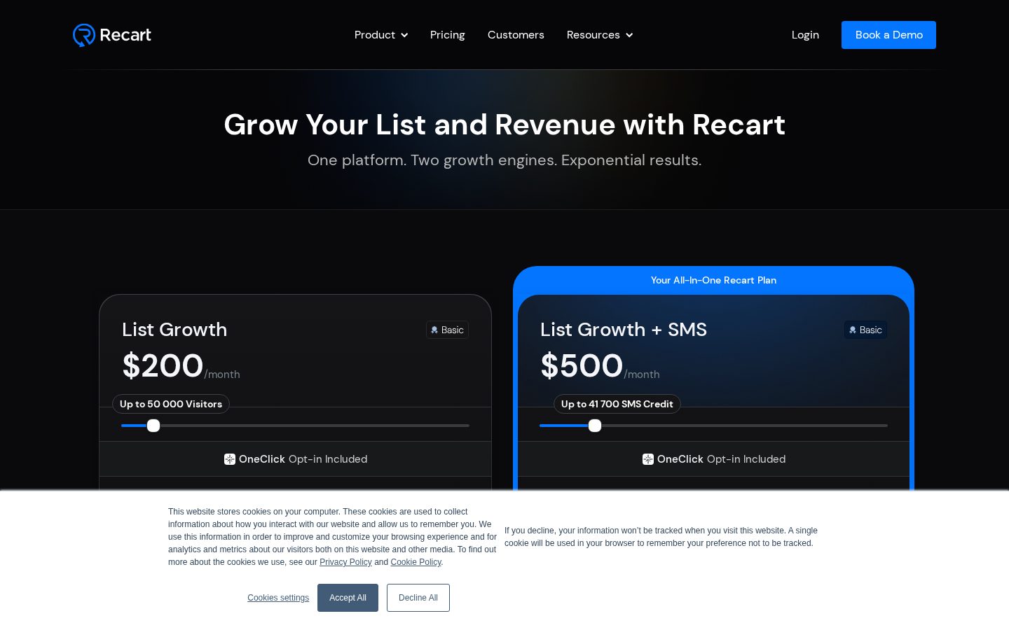 Recart Pricing