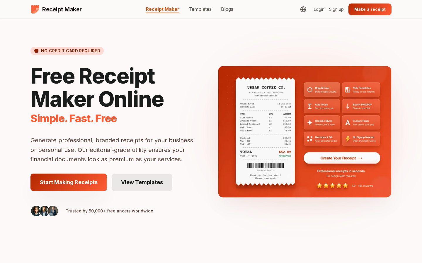 Receipt Maker Homepage
