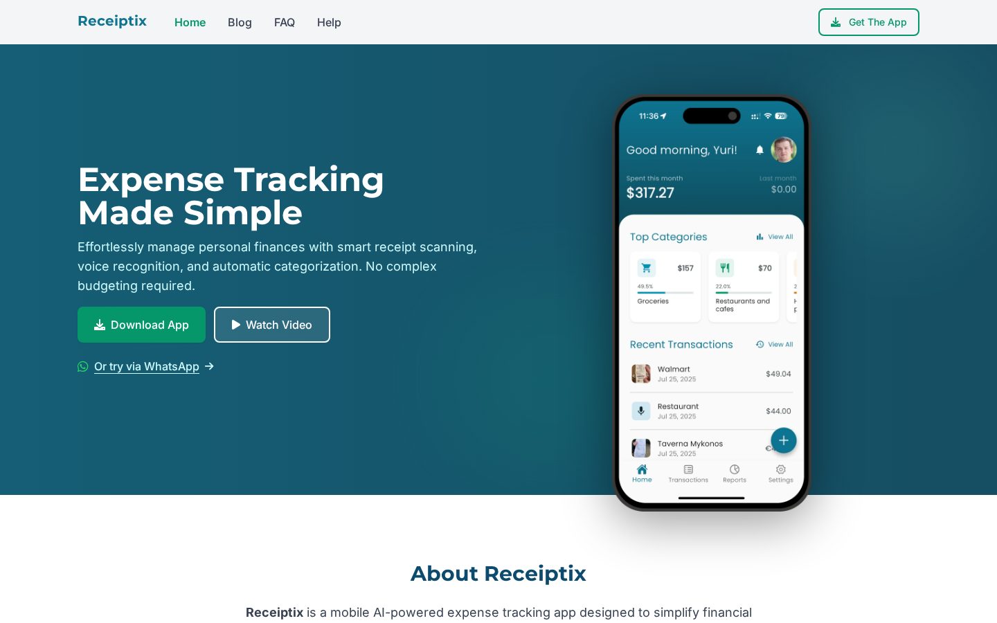 Receiptix Homepage